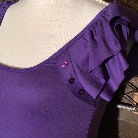 So Lisa ruffle fitted short sleeve top purple S - Picture 2 of 4